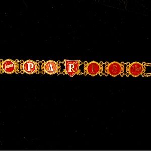 Gold and Red Paris Charm Bracelet